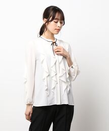 ANAYI | ジョーゼットラッフルバイカラー ブラウス(シャツ/ブラウス)