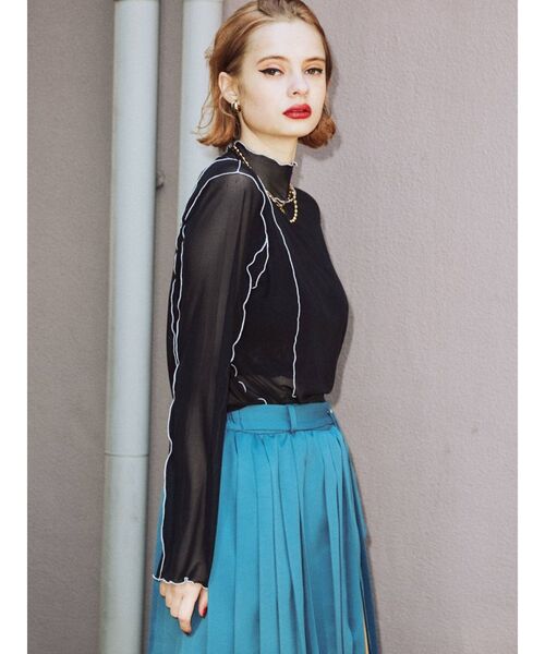 jouetie（ジュエティ）の「メッシュメロートップス（Tシャツ/カットソー・レディース・ブラック/オフホワイト/オレンジ/ブルー/グリーン・MEDIUM）」の18枚目の写真