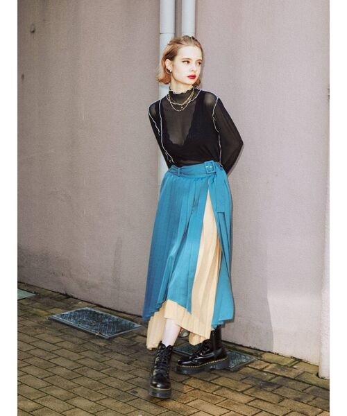 jouetie（ジュエティ）の「メッシュメロートップス（Tシャツ/カットソー・レディース・ブラック/オフホワイト/オレンジ/ブルー/グリーン・MEDIUM）」の9枚目の写真