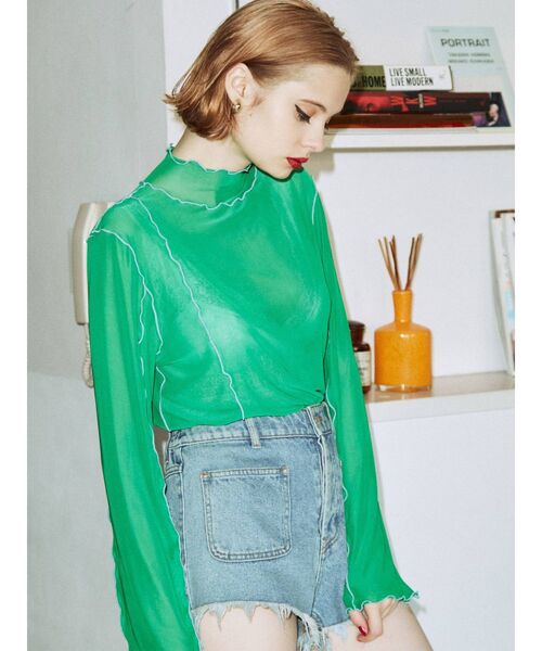 jouetie（ジュエティ）の「メッシュメロートップス（Tシャツ/カットソー・レディース・ブラック/オフホワイト/オレンジ/ブルー/グリーン・MEDIUM）」の15枚目の写真