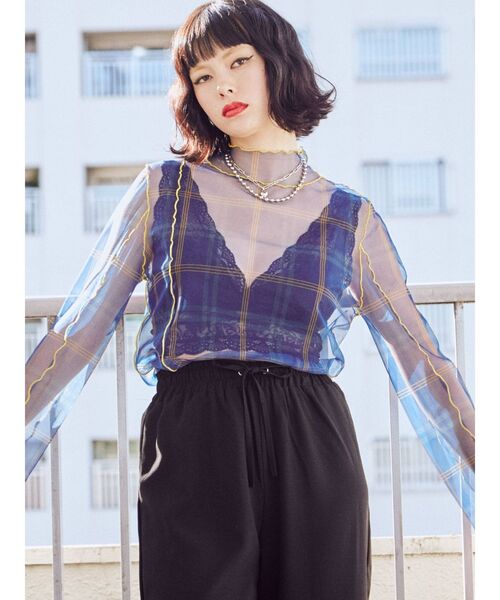 jouetie（ジュエティ）の「メッシュメロートップス（Tシャツ/カットソー・レディース・ブラック/オフホワイト/オレンジ/ブルー/グリーン・MEDIUM）」の10枚目の写真