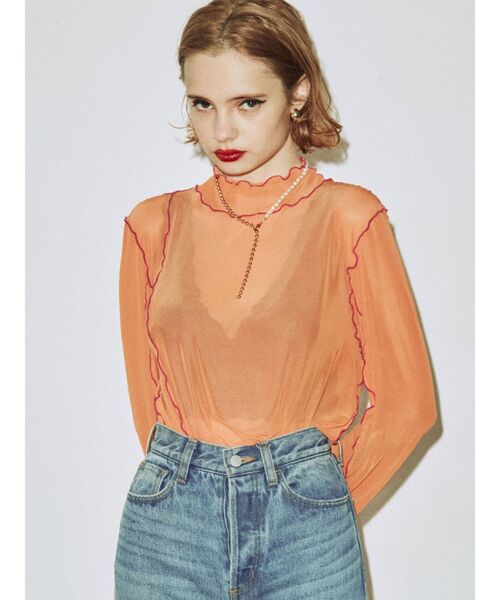 jouetie（ジュエティ）の「メッシュメロートップス（Tシャツ/カットソー・レディース・ブラック/オフホワイト/オレンジ/ブルー/グリーン・MEDIUM）」の8枚目の写真