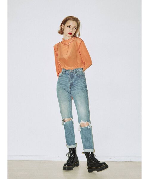 jouetie（ジュエティ）の「メッシュメロートップス（Tシャツ/カットソー・レディース・ブラック/オフホワイト/オレンジ/ブルー/グリーン・MEDIUM）」の17枚目の写真