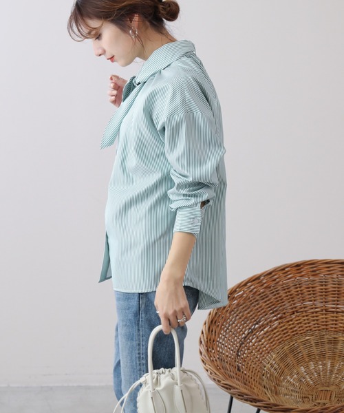 frames RAY CASSIN（フレームスレイカズン）の「WEB限定 2WAYボウタイ付バンドカラーブラウス（シャツ/ブラウス・レディース・レッド/ブルー/グリーン・FREE）」の6枚目の写真