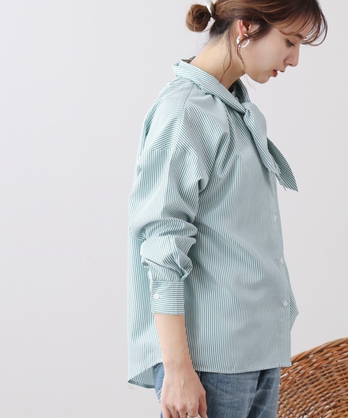 frames RAY CASSIN（フレームスレイカズン）の「WEB限定 2WAYボウタイ付バンドカラーブラウス（シャツ/ブラウス・レディース・レッド/ブルー/グリーン・FREE）」の7枚目の写真