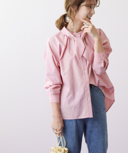 frames RAY CASSIN（フレームスレイカズン）の「WEB限定 2WAYボウタイ付バンドカラーブラウス（シャツ/ブラウス・レディース・レッド/ブルー/グリーン・FREE）」の19枚目の写真