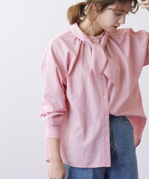 frames RAY CASSIN（フレームスレイカズン）の「WEB限定 2WAYボウタイ付バンドカラーブラウス（シャツ/ブラウス・レディース・レッド/ブルー/グリーン・FREE）」の20枚目の写真