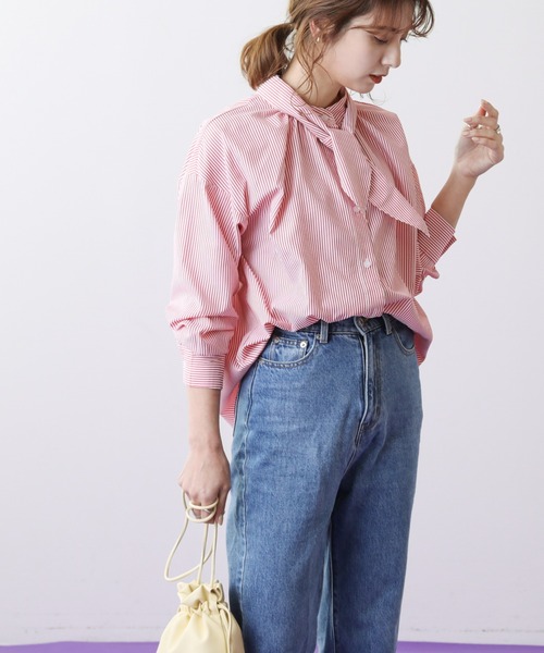 frames RAY CASSIN（フレームスレイカズン）の「WEB限定 2WAYボウタイ付バンドカラーブラウス（シャツ/ブラウス・レディース・レッド/ブルー/グリーン・FREE）」の16枚目の写真