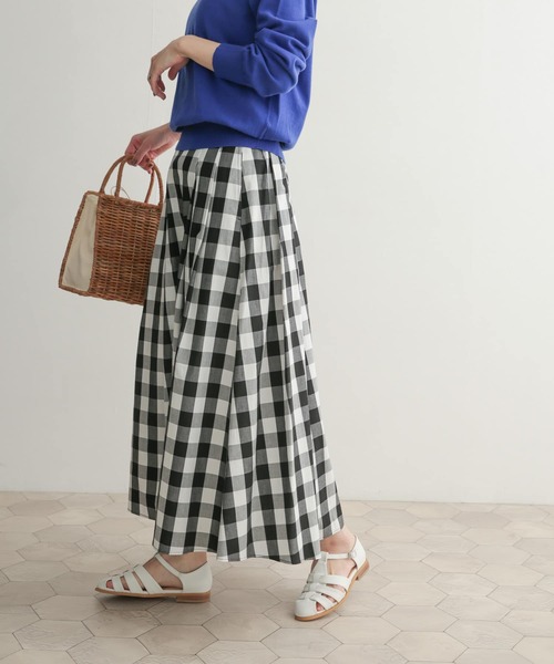 URBAN RESEARCH DOORS（アーバンリサーチドアーズ）の「コットンウエストタックフレアスカート（スカート・レディース・ベージュ/ネイビー/チェック/ブルー系その他・1/0）」の15枚目の写真