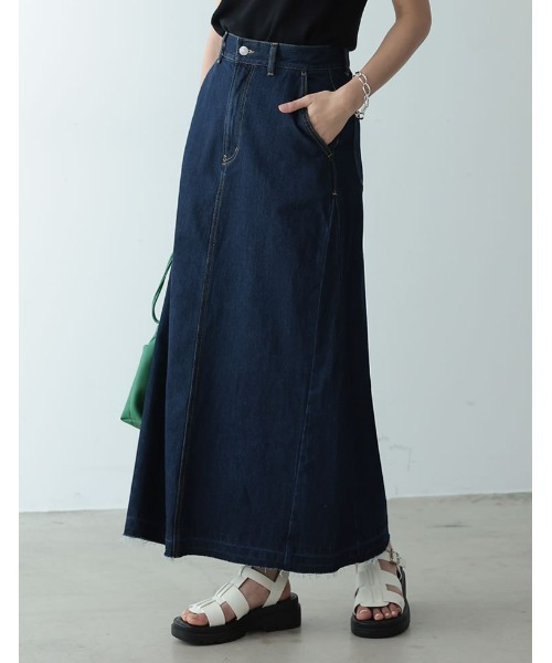 Re:EDIT（リエディ）の「サイド切替えリサイクルコットンデニムスカート（デニムスカート・レディース・ネイビー/グレー/ブルー・MEDIUM/LARGE/SHORT）」の3枚目の写真