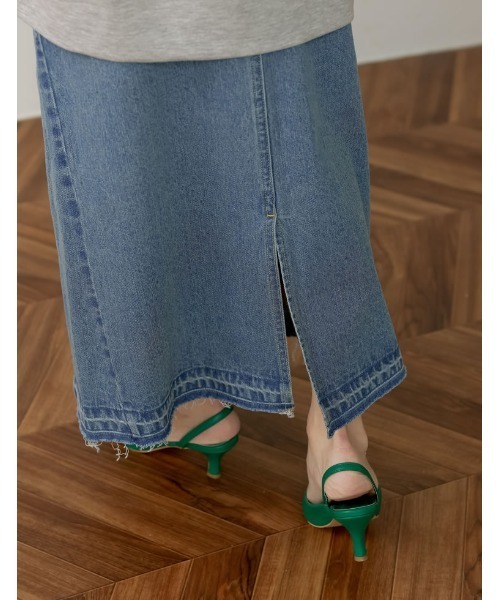 Re:EDIT（リエディ）の「サイド切替えリサイクルコットンデニムスカート（デニムスカート・レディース・ネイビー/グレー/ブルー・MEDIUM/LARGE/SHORT）」の12枚目の写真