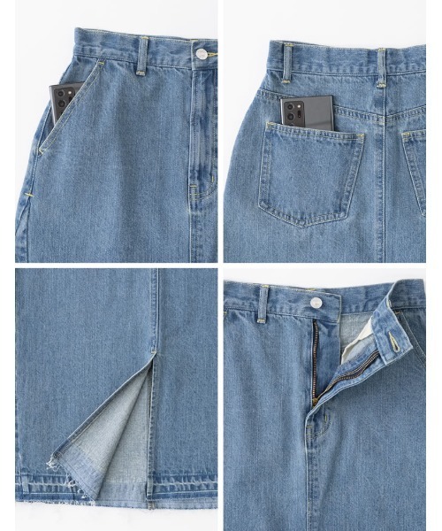Re:EDIT（リエディ）の「サイド切替えリサイクルコットンデニムスカート（デニムスカート・レディース・ネイビー/グレー/ブルー・MEDIUM/LARGE/SHORT）」の18枚目の写真