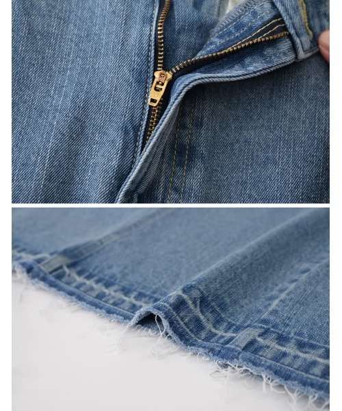 Re:EDIT（リエディ）の「サイド切替えリサイクルコットンデニムスカート（デニムスカート・レディース・ネイビー/グレー/ブルー・MEDIUM/LARGE/SHORT）」の19枚目の写真