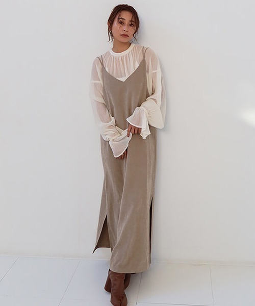 CREDONA（クレドナ）の「バッククロスキャミOP（ワンピース・レディース・チャコールグレー/ベージュ系その他・FREE）」の20枚目の写真