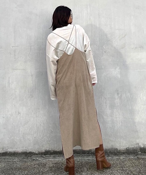 CREDONA（クレドナ）の「バッククロスキャミOP（ワンピース・レディース・チャコールグレー/ベージュ系その他・FREE）」の15枚目の写真