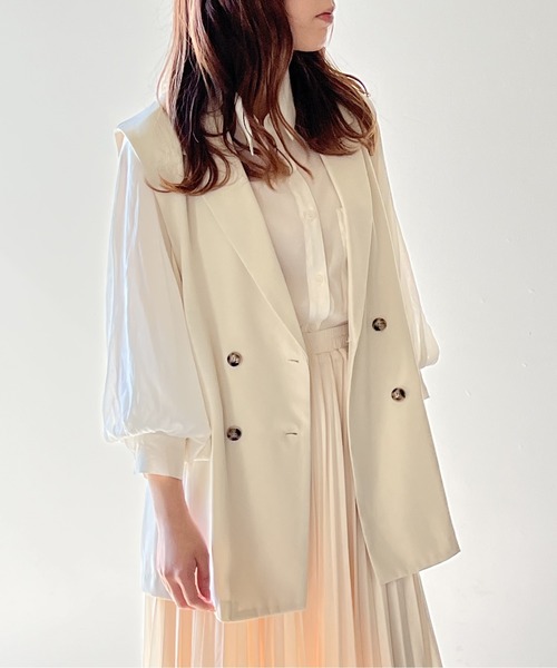 one way（ワンウェイ）の「テーラードベスト（テーラードジャケット・レディース・ホワイト/ブラック/ブラウン系その他・FREE）」の2枚目の写真