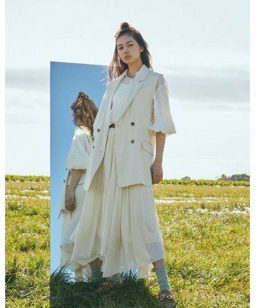 one way（ワンウェイ）の「テーラードベスト（テーラードジャケット・レディース・ホワイト/ブラック/ブラウン系その他・FREE）」の6枚目の写真