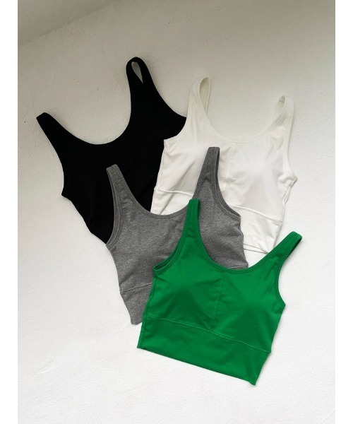 ENVYM（アンビー）の「カップインショートタンクトップ（タンクトップ・レディース・ブラック/ホワイト/グレー/グリーン・FREE）」の5枚目の写真
