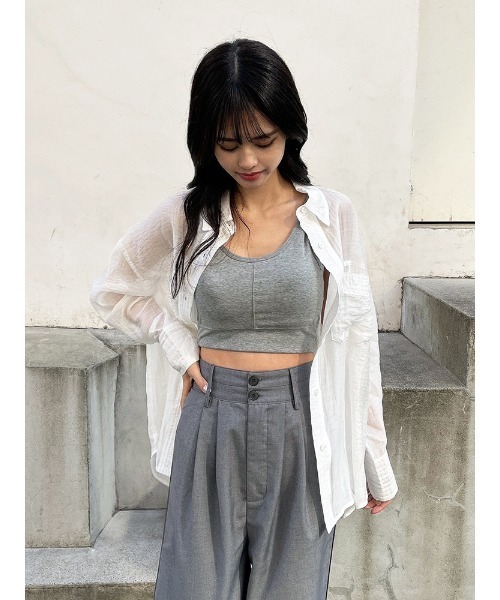 ENVYM（アンビー）の「カップインショートタンクトップ（タンクトップ・レディース・ブラック/ホワイト/グレー/グリーン・FREE）」の11枚目の写真