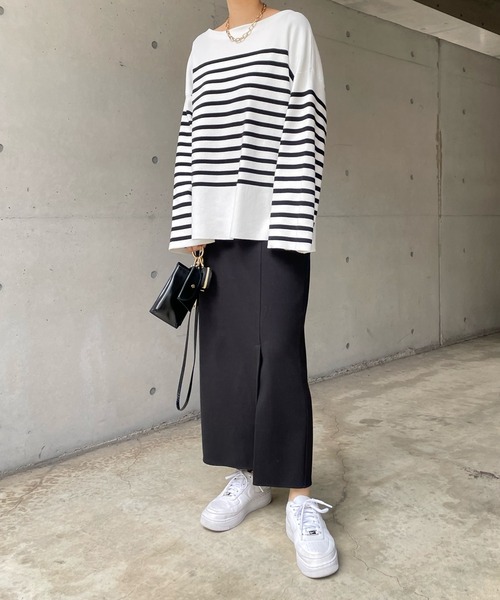 DouDou（ドゥドゥ）の「ポンチスリットスカート（スカート・レディース・ブラック/サックスブルー・38/36）」の3枚目の写真