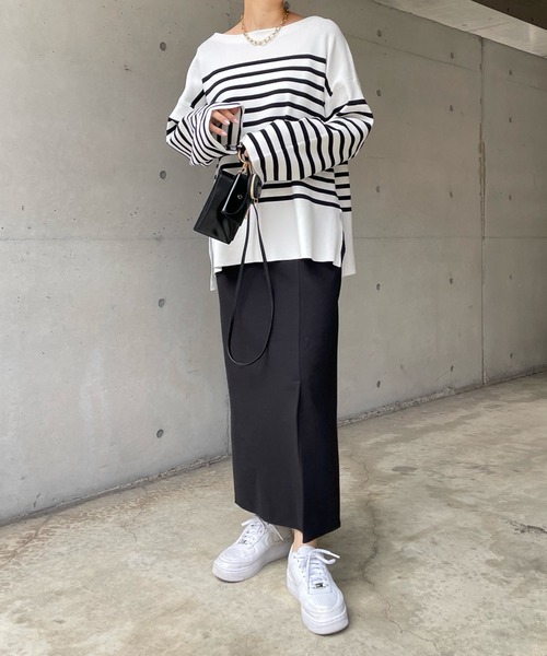 DouDou（ドゥドゥ）の「ポンチスリットスカート（スカート・レディース・ブラック/サックスブルー・38/36）」の12枚目の写真