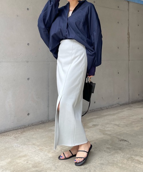 DouDou（ドゥドゥ）の「ポンチスリットスカート（スカート・レディース・ブラック/サックスブルー・38/36）」の14枚目の写真