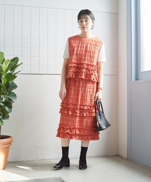 bulle de savon（ビュルデサボン）の「Shadow check スカート