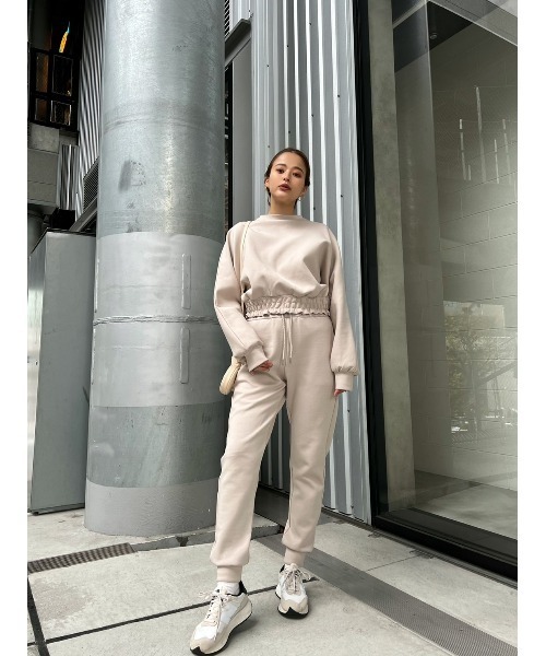 TRUNC(トランクエイティーエイト)の「Waist Shirring Jogger Pants(スウェットパンツ・レディース・ベージュ・FREE)」の10枚目の写真