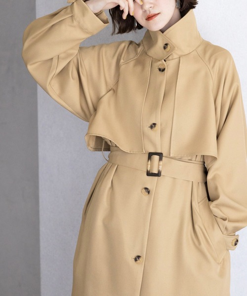 GeeRA（ジーラ）の「2WAYカラーボリュームスリーブコート（トレンチコート・レディース・ベージュ/サンドグレー/ライトカーキ・MEDIUM）」の10枚目の写真