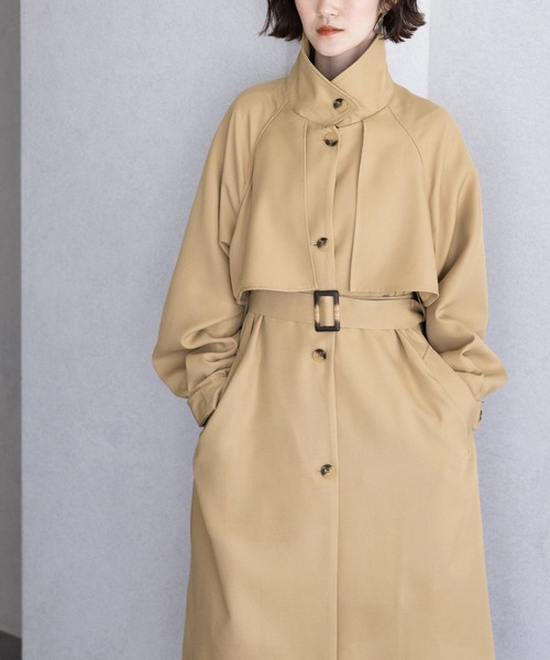 GeeRA（ジーラ）の「2WAYカラーボリュームスリーブコート（トレンチコート・レディース・ベージュ/サンドグレー/ライトカーキ・MEDIUM）」の11枚目の写真