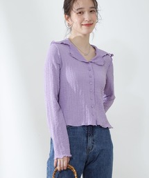 N.（N. Natural Beauty Basic） | 襟付シャーリングメロウカットソー(Tシャツ/カットソー)