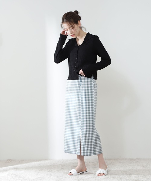 N.（N. Natural Beauty Basic）（エヌエヌナチュラルビューティーベーシック）の「襟付シャーリングメロウカットソー（Tシャツ/カットソー・レディース・ブラック/パープル/グリーン・MEDIUM）」の7枚目の写真