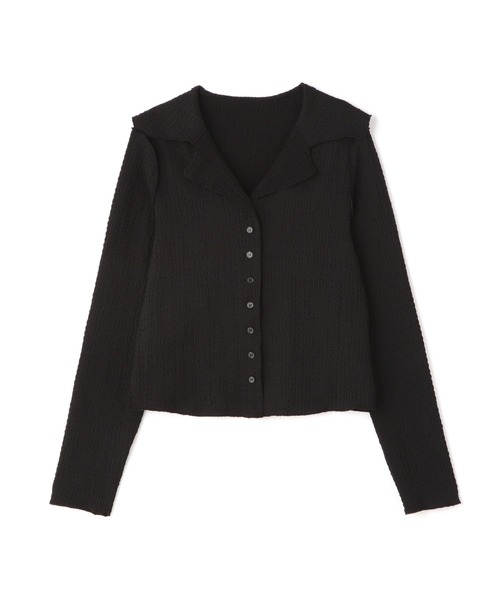 N.（N. Natural Beauty Basic）（エヌエヌナチュラルビューティーベーシック）の「襟付シャーリングメロウカットソー（Tシャツ/カットソー・レディース・ブラック/パープル/グリーン・MEDIUM）」の20枚目の写真