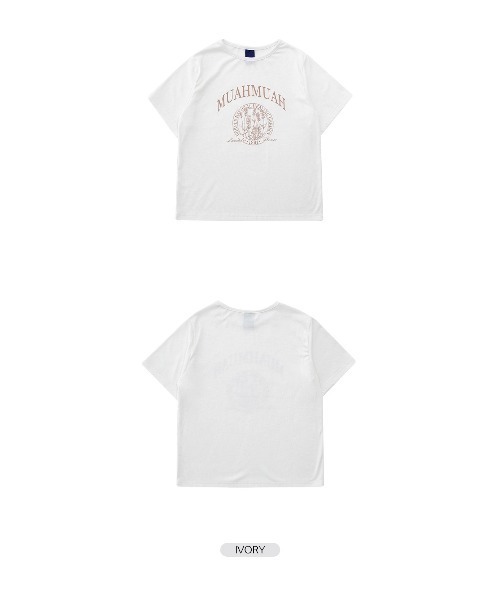 muahmuah(ムーアムーア)の「A'GEM/9 × .kom『muah muah/ムーアムーア』MUAH SIGNATURE REGULAR FIT HALF T-SHIRT/シグニチャー ハーフ スリーブ Tシャツ(Tシャツ/カットソー・レディース・ライトブルー/ベージュ/パープル/グレー/アイボリー/ブラック・FREE)」の20枚目の写真