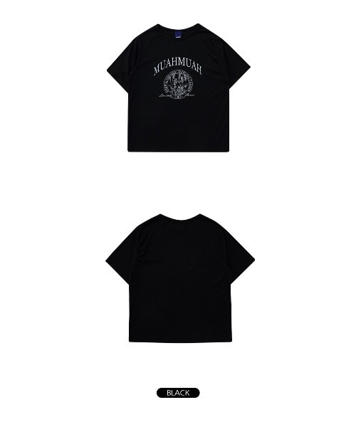 muahmuah(ムーアムーア)の「A'GEM/9 × .kom『muah muah/ムーアムーア』MUAH SIGNATURE REGULAR FIT HALF T-SHIRT/シグニチャー ハーフ スリーブ Tシャツ(Tシャツ/カットソー・レディース・ライトブルー/ベージュ/パープル/グレー/アイボリー/ブラック・FREE)」の21枚目の写真