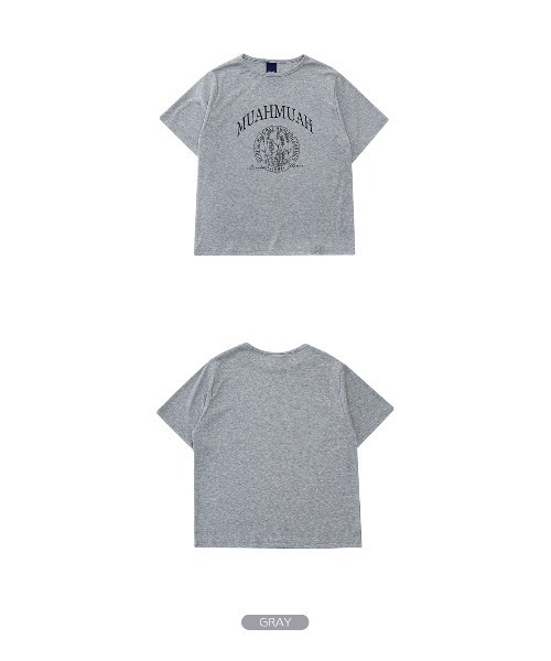 muahmuah(ムーアムーア)の「A'GEM/9 × .kom『muah muah/ムーアムーア』MUAH SIGNATURE REGULAR FIT HALF T-SHIRT/シグニチャー ハーフ スリーブ Tシャツ(Tシャツ/カットソー・レディース・ライトブルー/ベージュ/パープル/グレー/アイボリー/ブラック・FREE)」の10枚目の写真