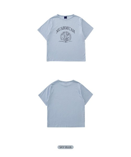 muahmuah(ムーアムーア)の「A'GEM/9 × .kom『muah muah/ムーアムーア』MUAH SIGNATURE REGULAR FIT HALF T-SHIRT/シグニチャー ハーフ スリーブ Tシャツ(Tシャツ/カットソー・レディース・ライトブルー/ベージュ/パープル/グレー/アイボリー/ブラック・FREE)」の12枚目の写真