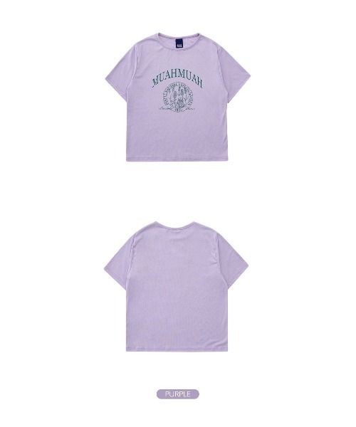 muahmuah(ムーアムーア)の「A'GEM/9 × .kom『muah muah/ムーアムーア』MUAH SIGNATURE REGULAR FIT HALF T-SHIRT/シグニチャー ハーフ スリーブ Tシャツ(Tシャツ/カットソー・レディース・ライトブルー/ベージュ/パープル/グレー/アイボリー/ブラック・FREE)」の13枚目の写真