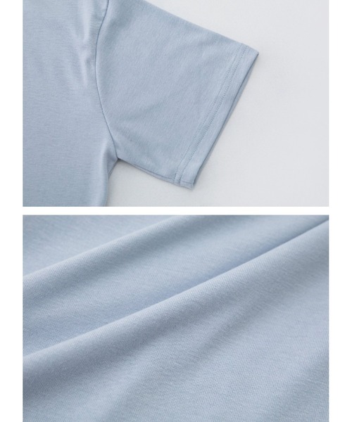 muahmuah(ムーアムーア)の「A'GEM/9 × .kom『muah muah/ムーアムーア』MUAH SIGNATURE REGULAR FIT HALF T-SHIRT/シグニチャー ハーフ スリーブ Tシャツ(Tシャツ/カットソー・レディース・ライトブルー/ベージュ/パープル/グレー/アイボリー/ブラック・FREE)」の8枚目の写真