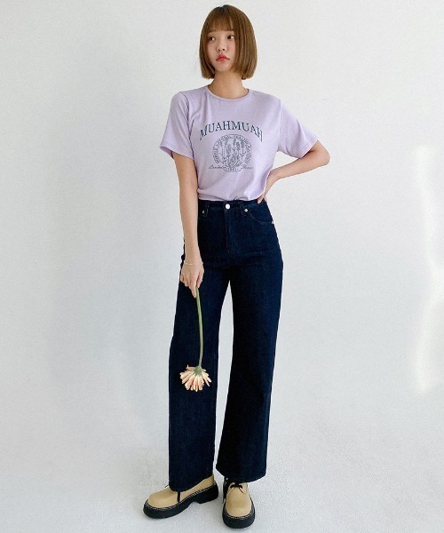 muahmuah(ムーアムーア)の「A'GEM/9 × .kom『muah muah/ムーアムーア』MUAH SIGNATURE REGULAR FIT HALF T-SHIRT/シグニチャー ハーフ スリーブ Tシャツ(Tシャツ/カットソー・レディース・ライトブルー/ベージュ/パープル/グレー/アイボリー/ブラック・FREE)」の19枚目の写真