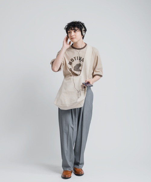 MUHET（ミュエータ）の「ベアープリントリンガーTシャツ（Tシャツ/カットソー・レディース・ホワイト/ベージュ・MEDIUM/X-LARGE）」の9枚目の写真