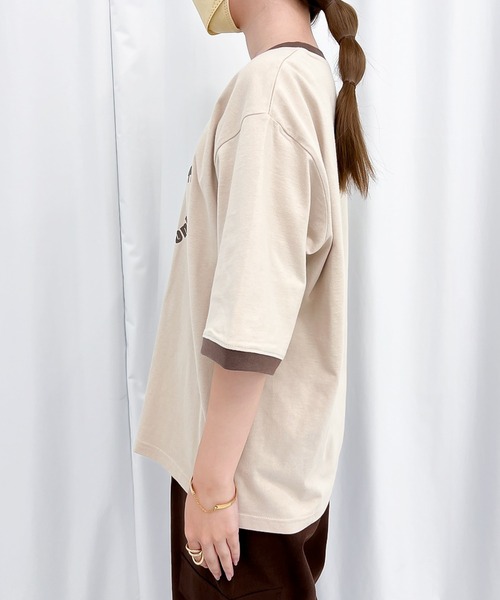 MUHET（ミュエータ）の「ベアープリントリンガーTシャツ（Tシャツ/カットソー・レディース・ホワイト/ベージュ・MEDIUM/X-LARGE）」の14枚目の写真