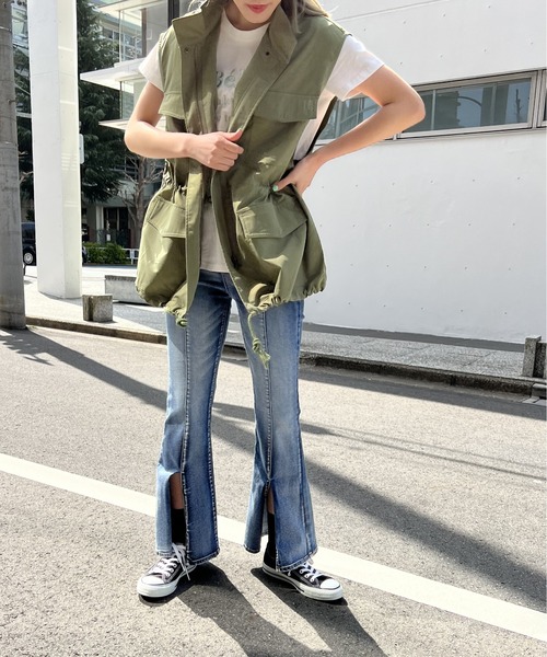 one way(ワンウェイ)の「ミリタリーベスト(ベスト・レディース・ブラック/ダークグリーン/アイボリー・FREE)」の4枚目の写真