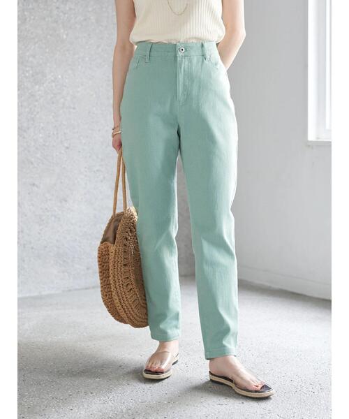 earth music&ecology（アースミュージックアンドエコロジー）の「カラーデニムテーパードパンツ（デニムパンツ・レディース・ライトグリーン・S/M/L）」の21枚目の写真