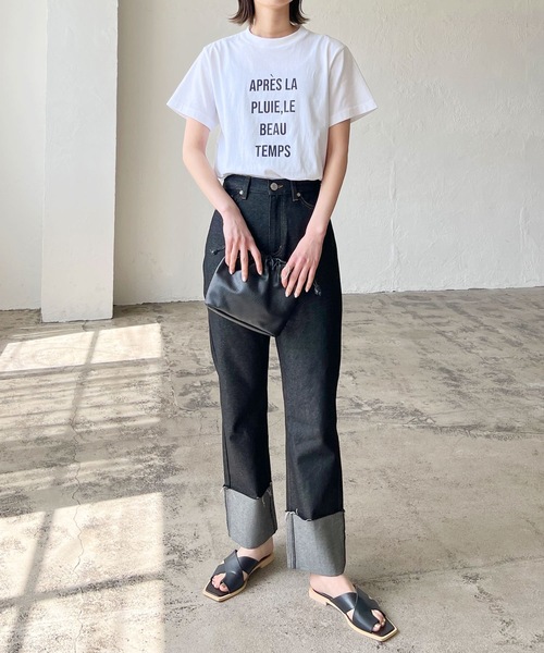 LIAN（リアン）の「フレンチロゴプリントTシャツ（Tシャツ/カットソー・レディース・オフホワイト/ブラック/オートミール/グリーン/ピンク/レッド・FREE）」の9枚目の写真