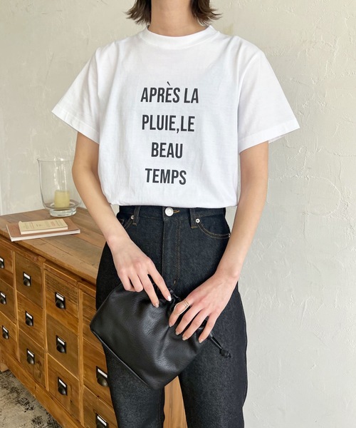 LIAN（リアン）の「フレンチロゴプリントTシャツ（Tシャツ/カットソー・レディース・オフホワイト/ブラック/オートミール/グリーン/ピンク/レッド・FREE）」の10枚目の写真