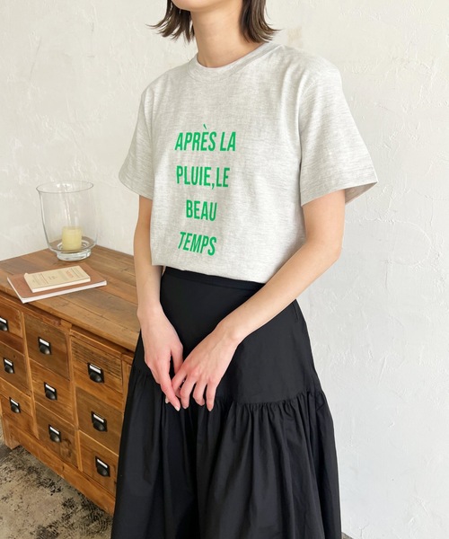 LIAN（リアン）の「フレンチロゴプリントTシャツ（Tシャツ/カットソー・レディース・オフホワイト/ブラック/オートミール/グリーン/ピンク/レッド・FREE）」の15枚目の写真