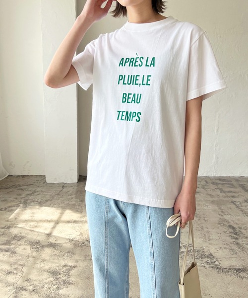 LIAN（リアン）の「フレンチロゴプリントTシャツ（Tシャツ/カットソー・レディース・オフホワイト/ブラック/オートミール/グリーン/ピンク/レッド・FREE）」の22枚目の写真