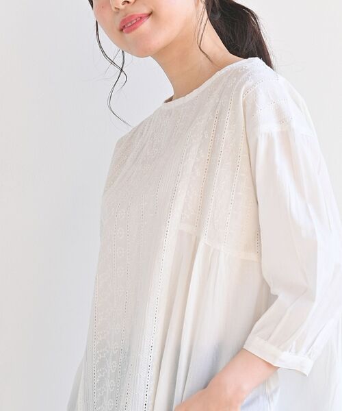 rps（アールピーエス）の「縦刺繍切替７分袖ブラウス（シャツ/ブラウス・レディース・ブラック/オフホワイト・M）」の8枚目の写真