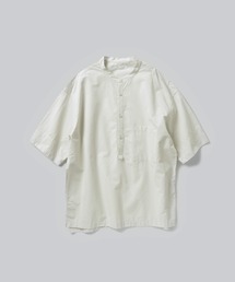 COTTON PAPER POPLIN BAND COLLAR PULLOVER SHIRT